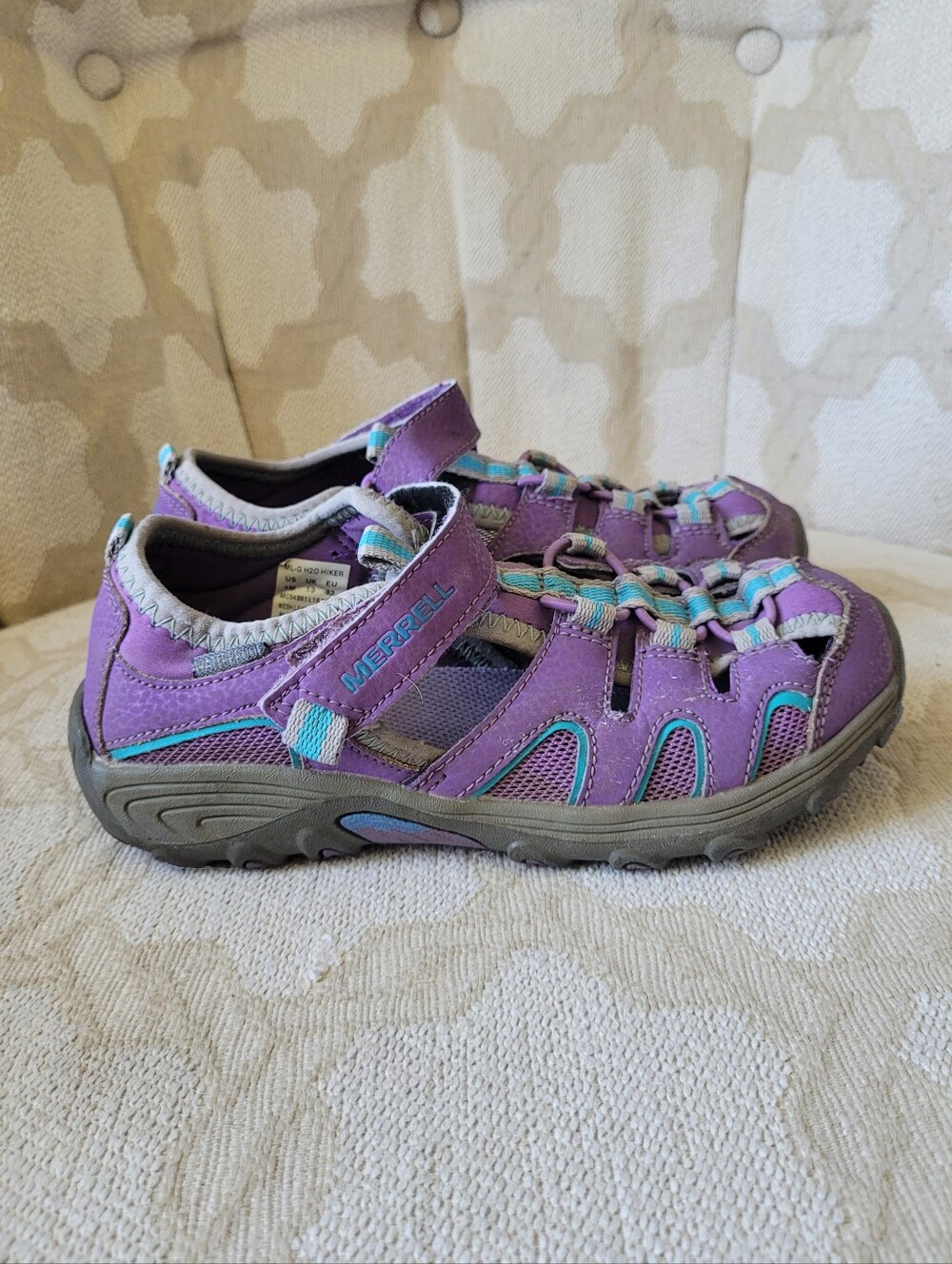 MERRELL H2O WATERPROOF SANDALS  HIKING OUTDOOR STRAPS PURPLE BIG KIDS SIZE 1 M